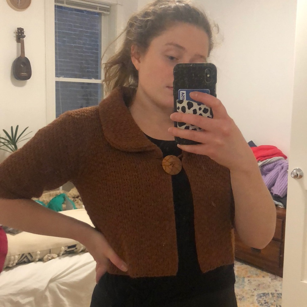 Vintage cropped short sleeve cardigan